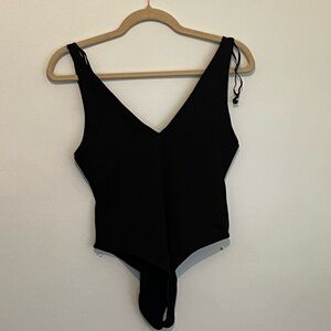 Skims-like Zara black v-neck body suit
